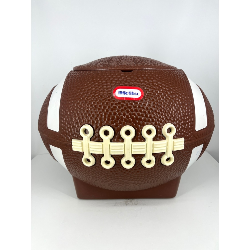 Little Tikes Football Toy Chest Storage Bin Brown Vintage Sports Kids Playroom